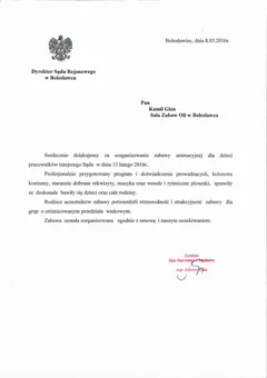 Dokument referencyjny Sali Zabaw Oli — skan 5