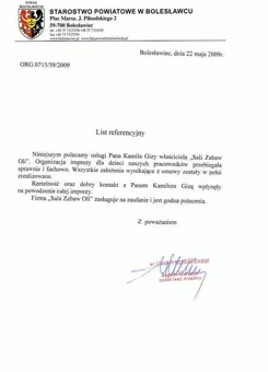 Dokument referencyjny Sali Zabaw Oli — skan 6