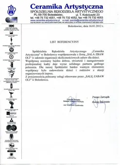 Dokument referencyjny Sali Zabaw Oli — skan 2
